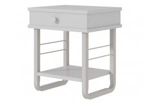 Тумба прикроватная "Грета" с коваными элементами, ЛДСП белый/металл белый в Тюмени - mebel-tymen.ru | фото