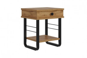 Тумба прикроватная "Грета" с коваными элементами, ЛДСП дуб вотан/металл черный в Тюмени - mebel-tymen.ru | фото