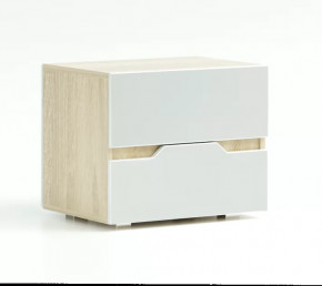 Тумба прикроватная ТРИО Дуб Сонома белый/Белый глянец в Тюмени - mebel-tymen.ru | фото