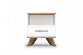 Тумба прикроватная "Вега Скандинавия" Белый дуб Каньон/Белый глянец в Тюмени - mebel-tymen.ru | фото