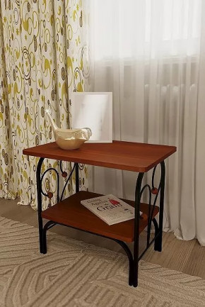 Тумба прикроватная "Версаль" с коваными элементами, черная (полки-орех) в Тюмени - mebel-tymen.ru | фото