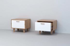 Тумба прикроватная Эго Т-5, дуб крафт золотой/белый глянец на ножках в Тюмени - mebel-tymen.ru | фото