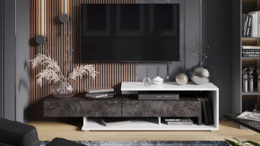 Тумба ТВ «Монтана» тип 4 Белый, Ателье темный глянец в Тюмени - mebel-tymen.ru | фото