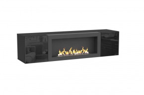 Тумба ТВ навесная с биокамином POINT ТИП-28 SBK Чёрный/Чёрный глянец НК-мебель в Тюмени - mebel-tymen.ru | фото