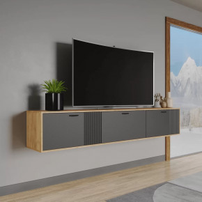 Тумба ТВМ-9 (без опор) (ш2200*г368*в393мм) ЛДСП Дуб крафт золотой /ЛДСП Карбон вулкан в Тюмени - mebel-tymen.ru | фото