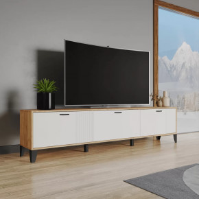 Тумба ТВМ-9 (с опорами) (ш2200*г369*в393мм) ЛДСП Дуб крафт золотой /ЛДСП Карбон фарфор в Тюмени - mebel-tymen.ru | фото