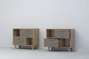 Тумба Эго Т-1, 2 ящика, дуб крафт золотой/камень темный, на ножках Диал в Тюмени - mebel-tymen.ru | фото