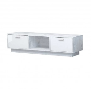 ТВ тумба Эго Т-3, бетон светлый/белый глянец, цоколь Диал в Тюмени - mebel-tymen.ru | фото