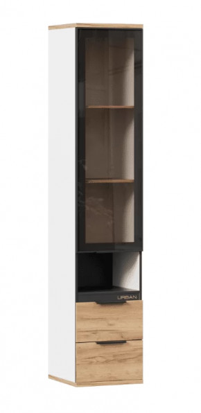 Урбан ЛД.528280.000 Стеллаж комбинированный со стеклодверью (Белый/Дуб золотой) в Тюмени - mebel-tymen.ru | фото