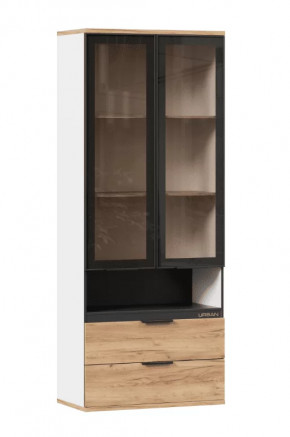 Урбан ЛД.528290.000 Шкаф комбинированный со стеклодверьми (Белый/Дуб золотой) в Тюмени - mebel-tymen.ru | фото