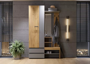 Вешалка с зеркалом Абрау Дуб Золотой/Графит Серый в Тюмени - mebel-tymen.ru | фото