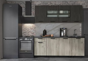 ЭДИНБУРГ Кухня 2м, ЛДСП Дуб Крафт Серый/ЛДСП Желез.камень ПФ (38) Черный-2м цельная (б/сушк,мойк 500 в Тюмени - mebel-tymen.ru | фото