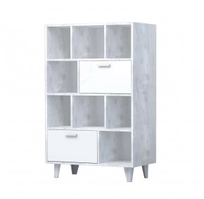 ЭГО К-1 Комод с 2мя ящиками бетон светлый/белый глянец на ножках в Тюмени - mebel-tymen.ru | фото