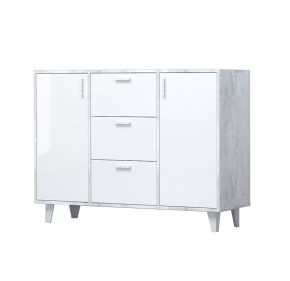 ЭГО К-2 Комод бетон светлый/белый глянец на ножках в Тюмени - mebel-tymen.ru | фото