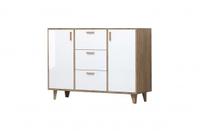 ЭГО К-2 Комод, дуб крафт золотой/белый глянец Диал в Тюмени - mebel-tymen.ru | фото