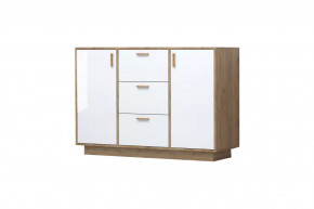 ЭГО К-2 Комод с 3мя ящиками, 2 дверьми, дуб крафт золотой/белый глянец Диал в Тюмени - mebel-tymen.ru | фото