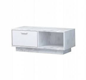 ЭГО Т-4 Тумба с 1 ящиком бетон светлый/белый глянец Диал на цоколе в Тюмени - mebel-tymen.ru | фото